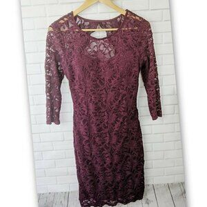 B. Darlin maroon Lace Dress Womens Juniors 11/12